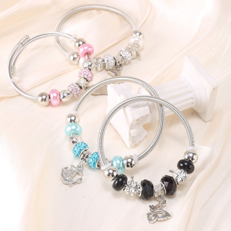 2026 Tiktok Cross-Border Hot-Selling Pan-Style Bracelet Beaded Spring Bracelet Hand Rope Bracelet Gift for Female Friends