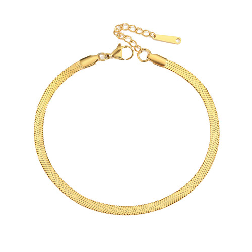 Cross-border export bracelet anklet electroplating flat snake blade chain anklet rope stainless steel anklet 18K gold titanium steel wholesale women