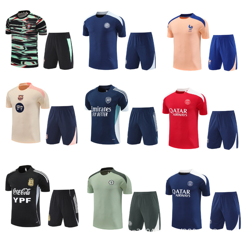 2526 Short-Sleeved Football Training Uniforms Arsenal Chelsea Paris Portugal France Barcelona German Jersey