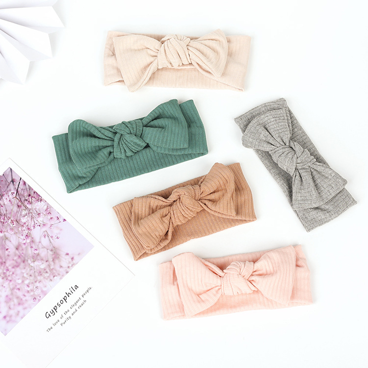 Children's Hair Ring Baby Solid Color Thread Knotted Bow Hair Band Wholesale display picture 7