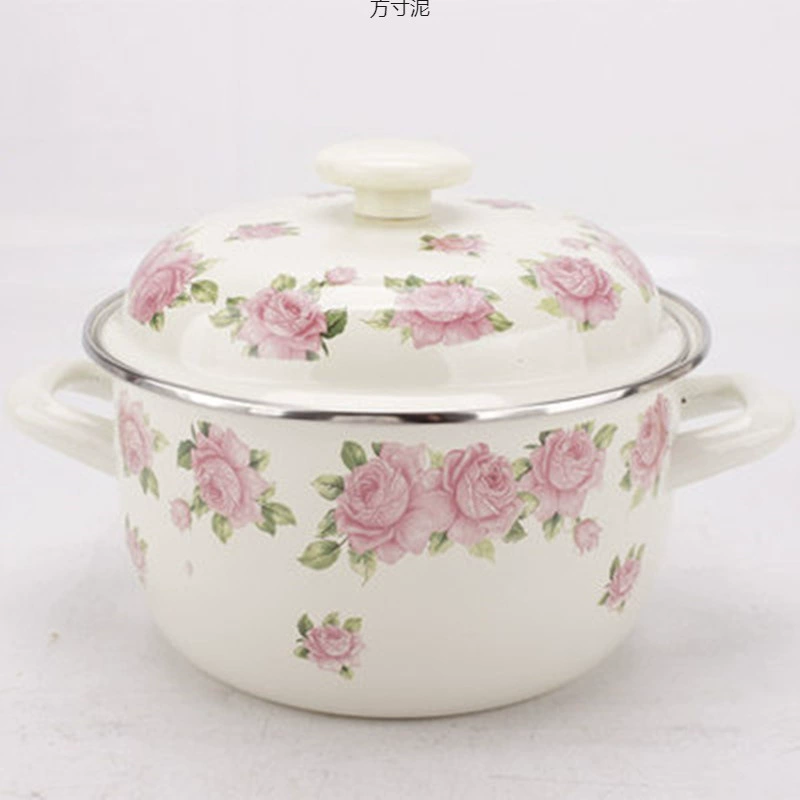 Утолщение 16-26CM эмалированная эмалированная эмалированная кастрюля для супа для супа сковороды сковороды для тушения сковороды