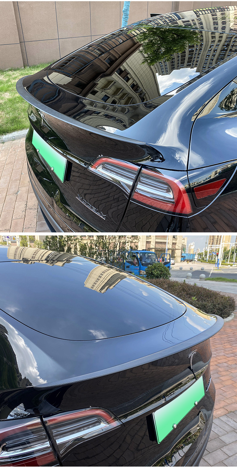 Suitable for Tesla Model 3/Y Carbon Fiber Pattern Rear Wing High-Performance P Version Original Style Car Wind Wing Surround Modification