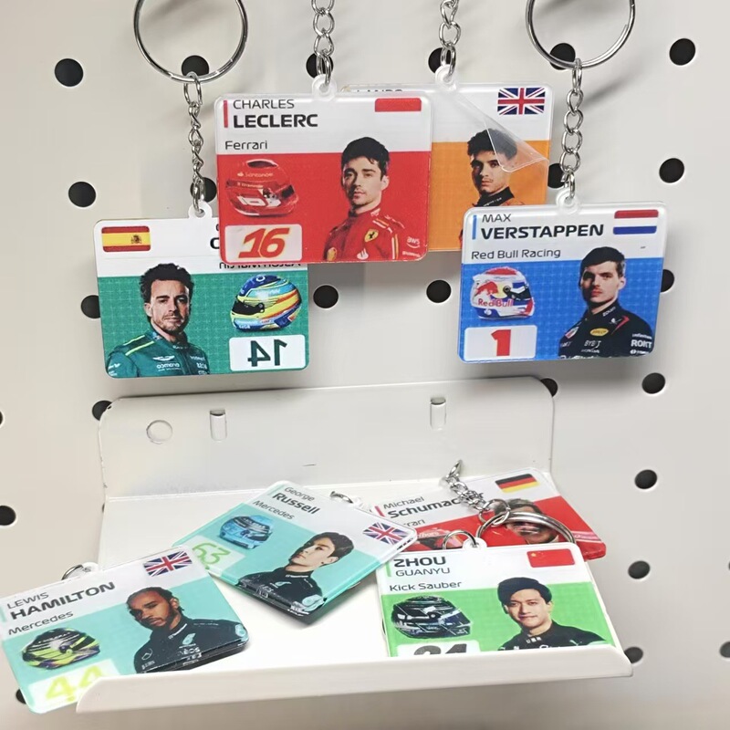 F1 driver keychain pendant double-sided printing fashion surface protective film acrylic non-original F1 driver keychain pendant double-sided printing fashion surface protective film acrylic non-original