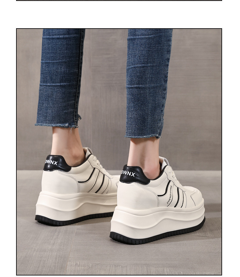 Giày sneaker nữ chunky đế dày phong cách Hàn Quốc, tăng chiều cao, màu trắng basic — màu trắng chi tiết 13
