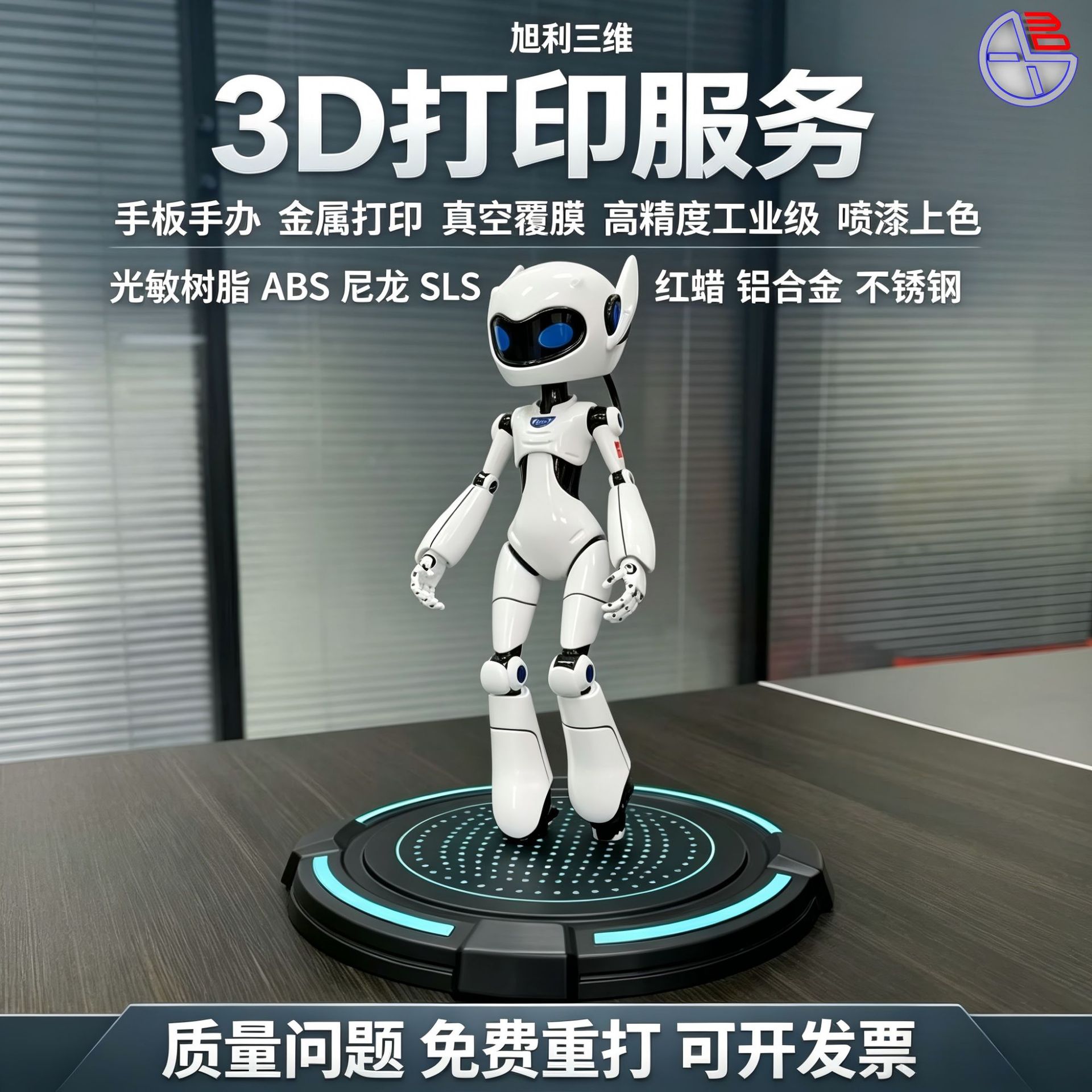 源头工厂SLM金属打印机器人结构配件手板真空覆膜全套后处理代 工