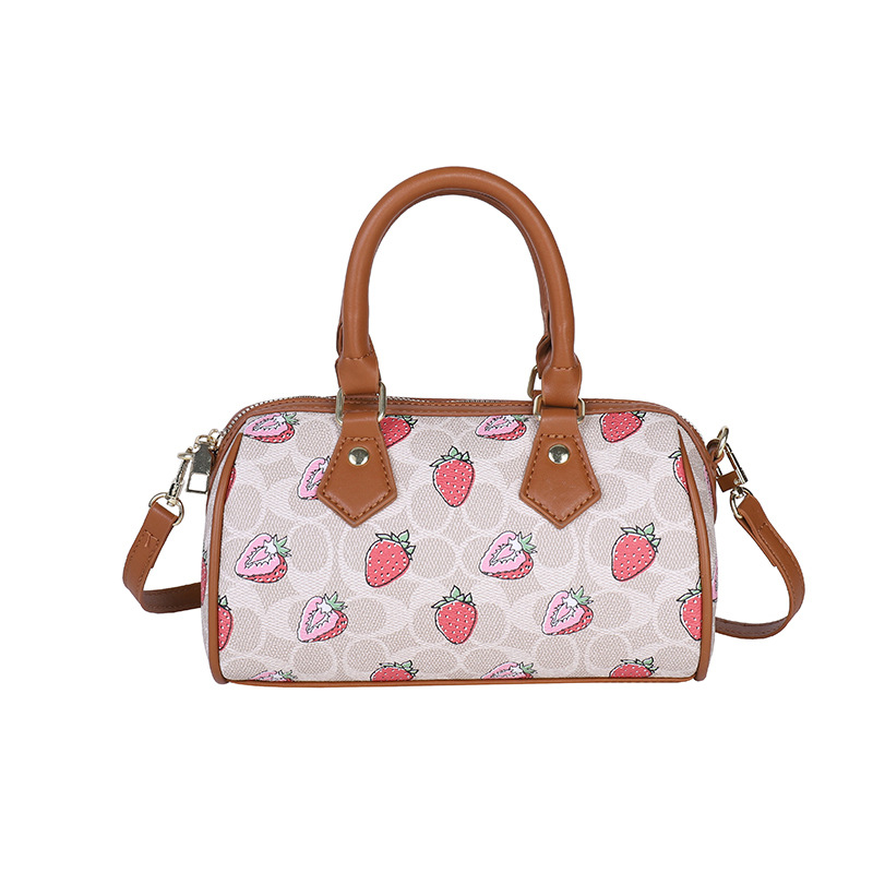 Bolso de diseño nicho lujoso portátil bolso de almohada de Boston nueva moda impresión de moda mochila de fresa