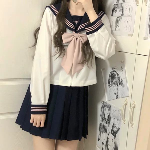 Autumn pomelo language [autumn pomelo language] original genuine sailor suit jk uniform school for academic style short sleeve basic suit