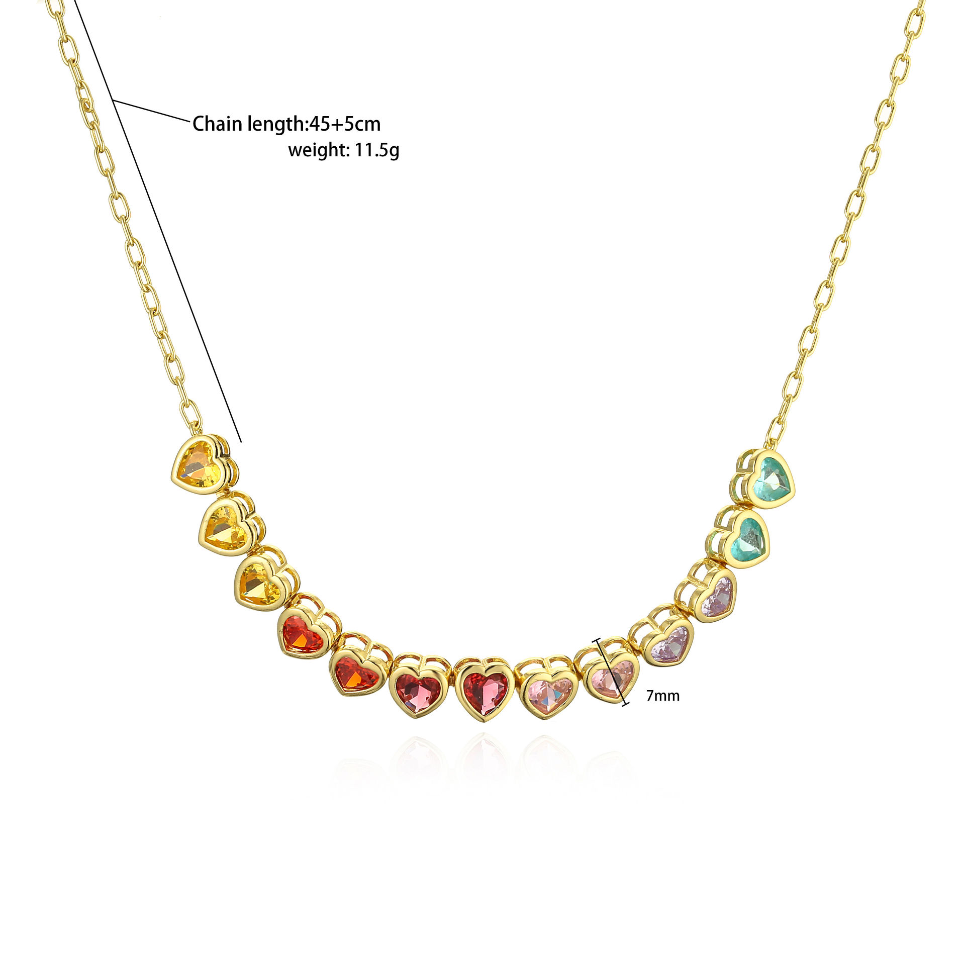 Women's Gender Inlay Design Sweet Heart Shape Copper Inlay Zircon Bracelets Necklace