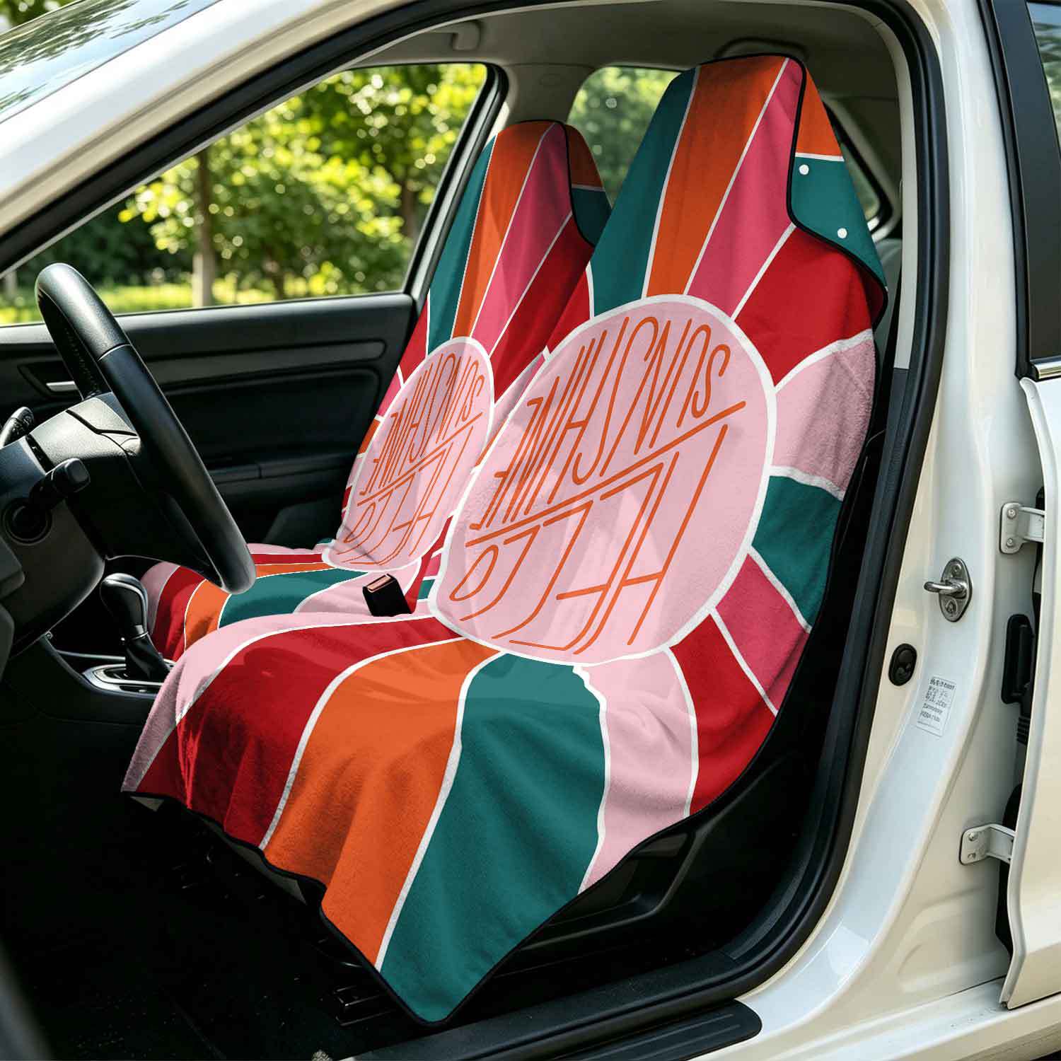2-piece dual-use car seat cover, ultra-fine fiber, can be used as a beach towel, printed car protective seat cover 13