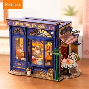 If Rolife comes to England for afternoon tea, diy hut handmade small house model house mini assembled building blocks
