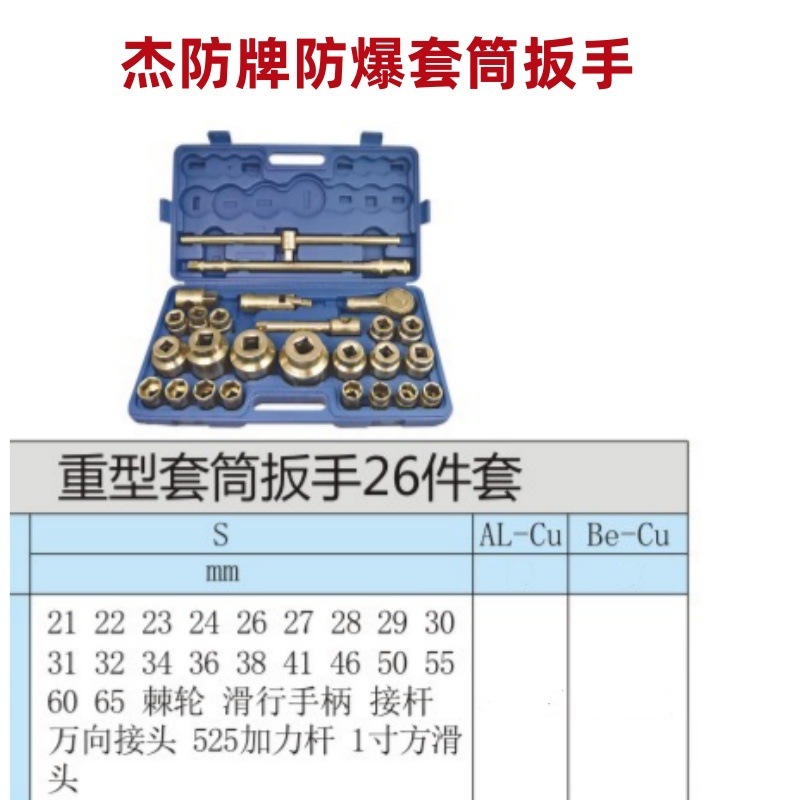 正品防爆重型成套盒装套筒 防爆套筒扳手铜制成套套筒扳手3/4方