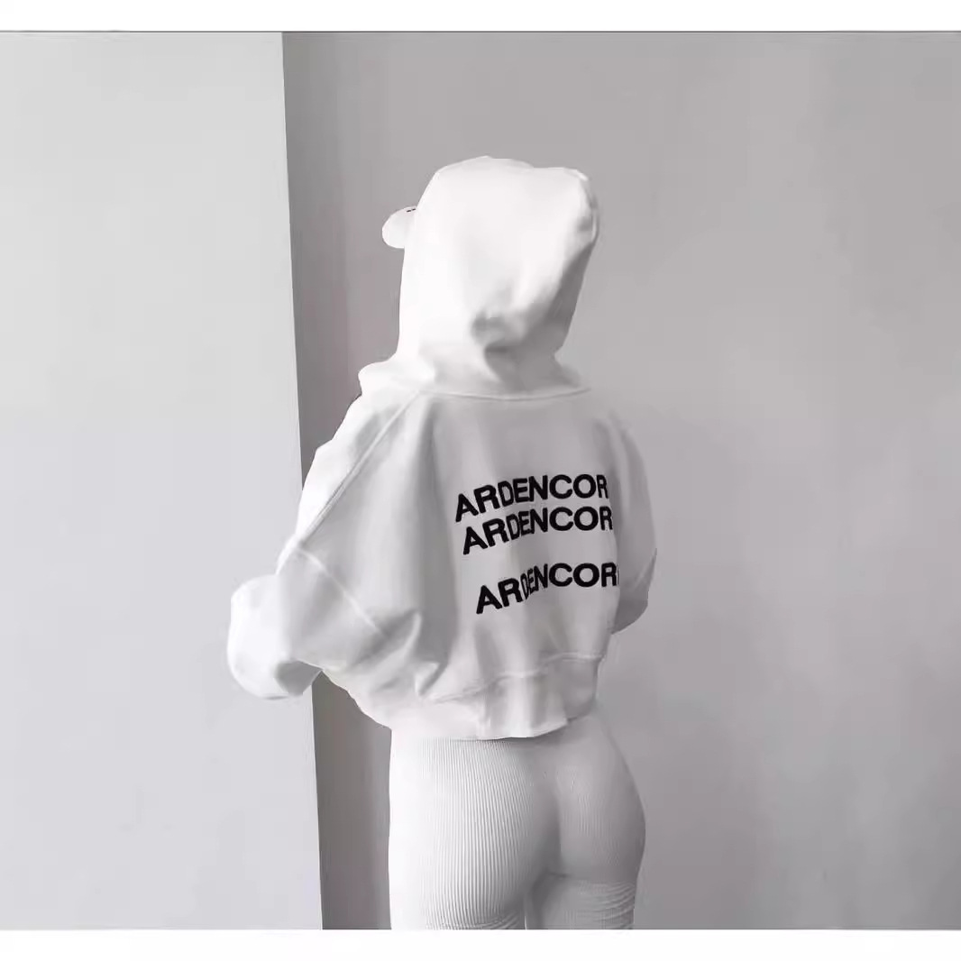 Felpa corta con cappuccio e cerniera, calda e alla moda, autunno inverno 2024, nuova, versatile, ampia, per ragazza calda_voghion.com