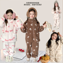艾摩贝贝女童暖糯治愈居家服睡衣儿童雪粒绒珊瑚绒加厚毛绒家居服