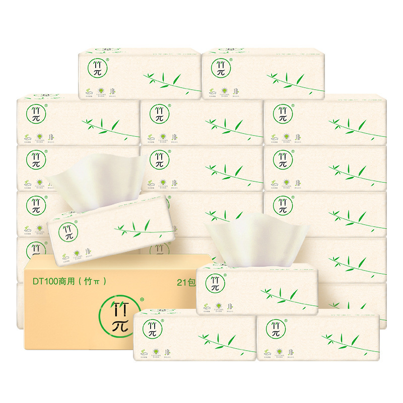 Xinxiangyin Tissue Paper Bamboo Π100 Sheets Three-Ply Plastic-Packaged Facial Tissue 21 Packs Box-Packed Toilet Paper Genuine Wholesale