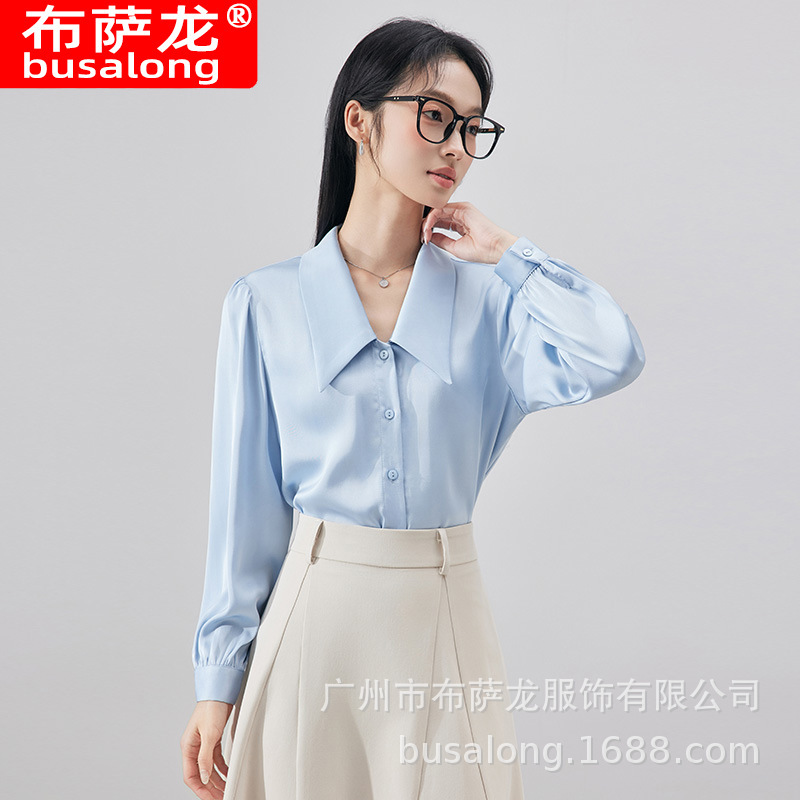 Autumn and Winter Hot-Selling Long-Sleeved White Shirt Ladies Professional Slim Work Clothes Plus Size Formal Wear Ol 3009