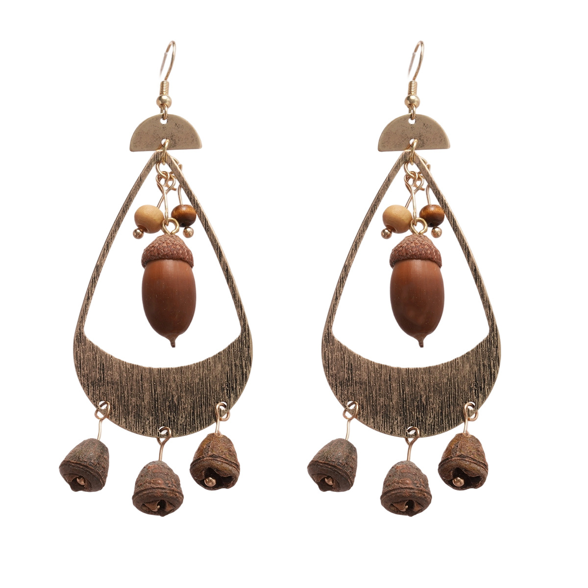 Europa y América retro núcleo de fruta geométrico agujero goteo bordilla gancho de orejas personalidad bohemia nicho de alta sensación pendientes para mujeres