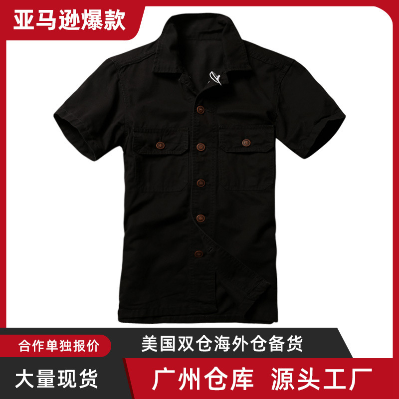 Ami Khaki American Camouflage Short-Sleeved Jacket Camouflage Shirt Workwear Military Jacket Outdoor Ak3001