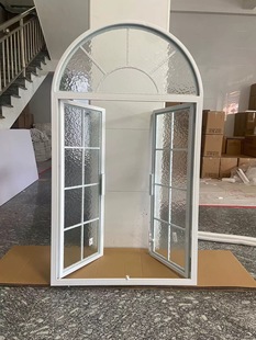 Iron Arch Screen Partition Old Window Antique Casement Window Tempered Glass French Retro Window Old Imitation Steel Window