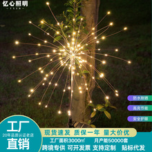 跨境LED太阳能地插烟花灯户外草坪庭院圣诞铜线灯蒲公英IP55防水