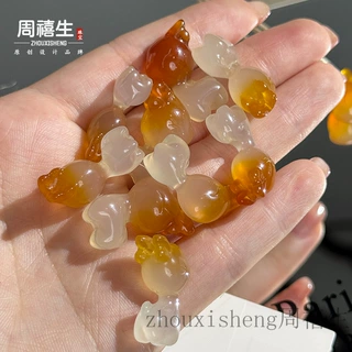 俏色玛瑙天然玉髓立体小鹿新中式橘色一路有你玛瑙吊坠精致项链坠