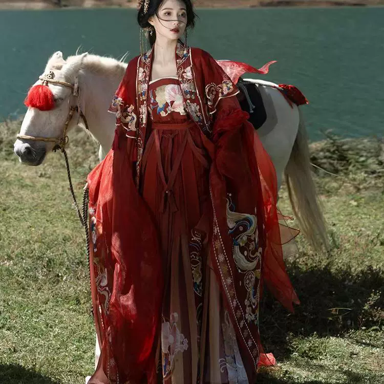 Hanfu Girl Jujintang Dragon Girl Tang Qi нагрудная юбка тяжелая изготовка вышитая юбка с большими рукавами