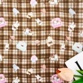 全棉双层纱数码印花布料棉纱洗水棉连衣裙家居服服装面料纯棉布料