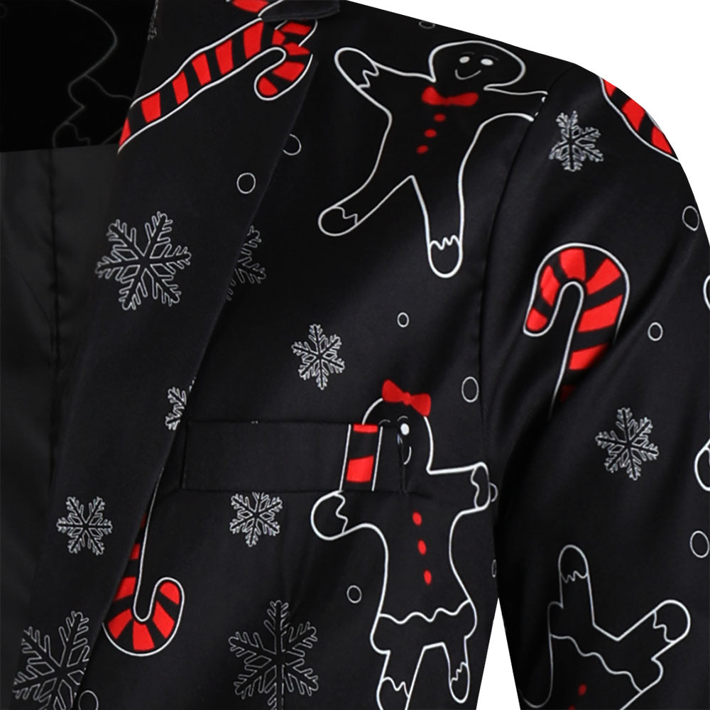 Men's Suit Jacket Christmas Print Single Blazer For Men_voghion.com