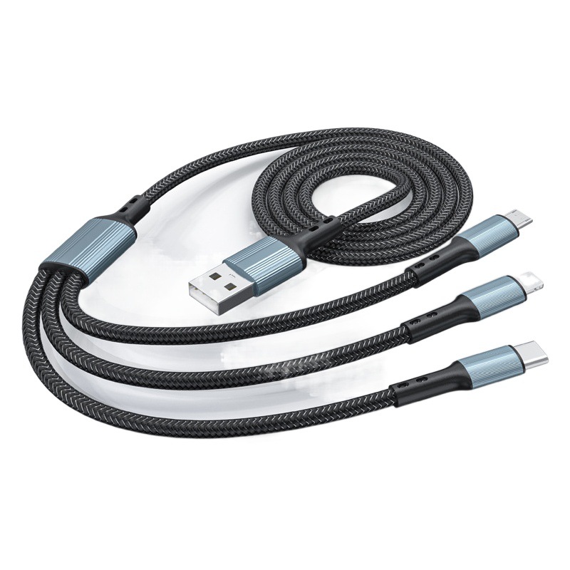 超速充120w一モップ三データ線布芸編組三合一充電線6a携帯電話データ線卸売り