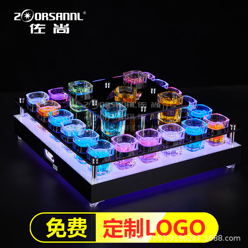 Zuoshang pub vino set led cóctel estante chino pub vino estante dos cáñamo pub emisor de luz vino estante de la copa