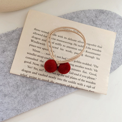 Otoño e Invierno retro banda de goma accesorios para el cabello femenino amor estrella pelo anillo terciopelo rojo todo partido bola cabeza pelo cuerda al por mayor