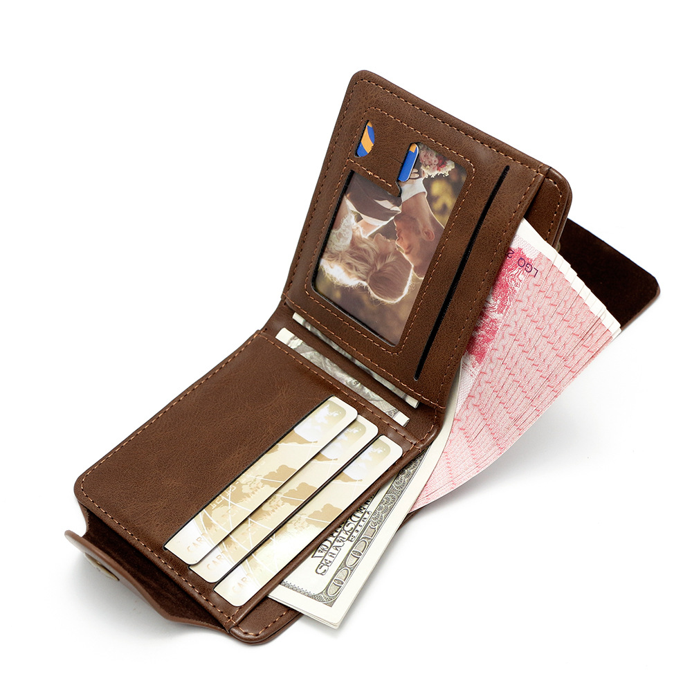 Amazon cross-border rugby caliente relieve cartera multi-tarjeta hombre corto hebilla bolsa de dólar fuente