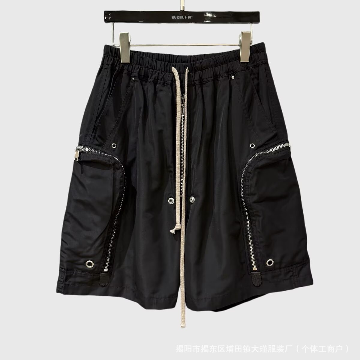 2026 Dark Ro Style Drawstring Multi-Pocket Cargo Shorts for Men, Niche Casual Loose Straight-Leg Five-Point Shorts