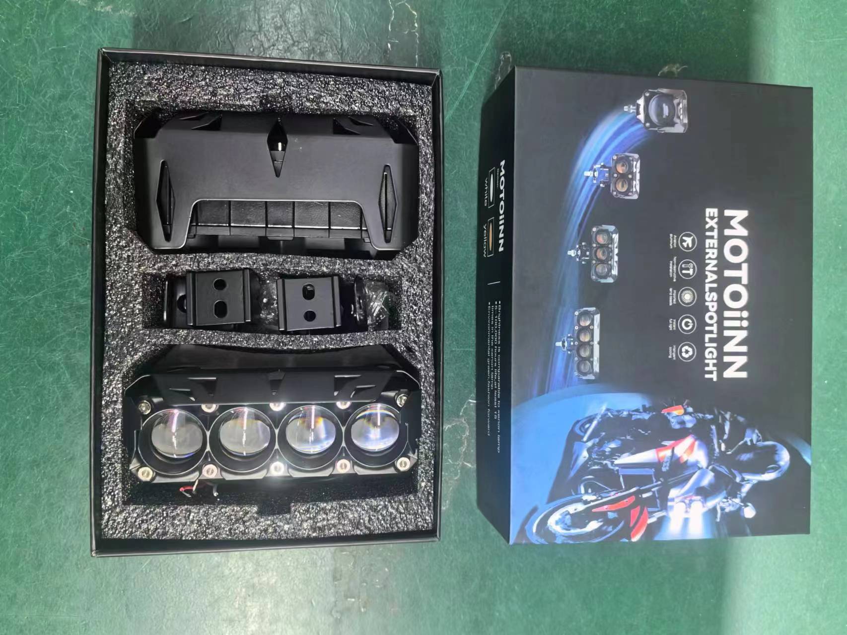 Cross-border car light led spotlight motorcycle two-color strong light headlight electric car ATV modified spotlight 80V