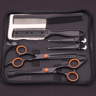 Factory wholesale hairdressing scissors household four-piece set flat scissors teeth scissors thin bangs hair scissors foreign trade
