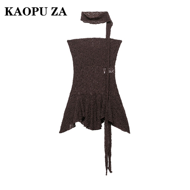 Kaopu Za 2025 New Summer Women's Scarf Decorated Lace Top Fashionable Retro Design Vest Trend
