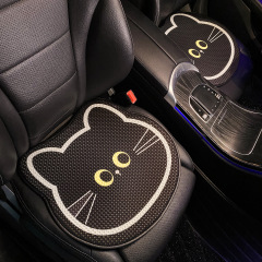 カーシートクッション 2025 新アイスシルクサマーシート通気シートクッションかわいい子猫夏クールシートクッションシングルピース