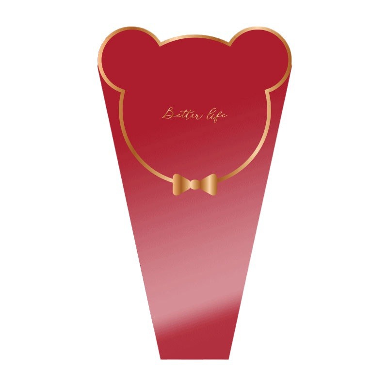 Huaxi Teddy Bear bolsas de papel de embalaje de flores impermeable cartón de dibujos animados bolsas de flores DIY material floral al por mayor