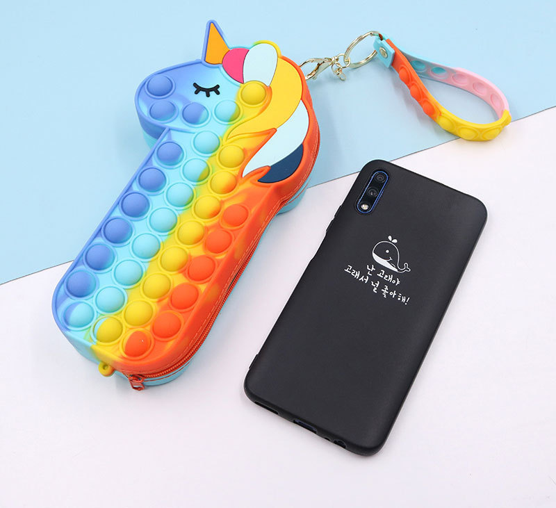 New Horse Head Children's Silicone Bubble Squeezing Puzzle Pencil Case 1 Piece display picture 2