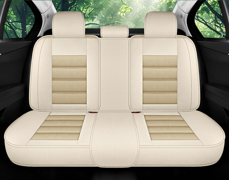 New Car Seat Cushion for All Seasons, Cartoon Fully Surrounded Linen Fabric Seat Cover, Source Factory Foreign Trade Wholesale