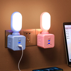 Creative socket rotatable bedroom night light remote control table lamp aisle light corridor light plug-in usb conversion plug