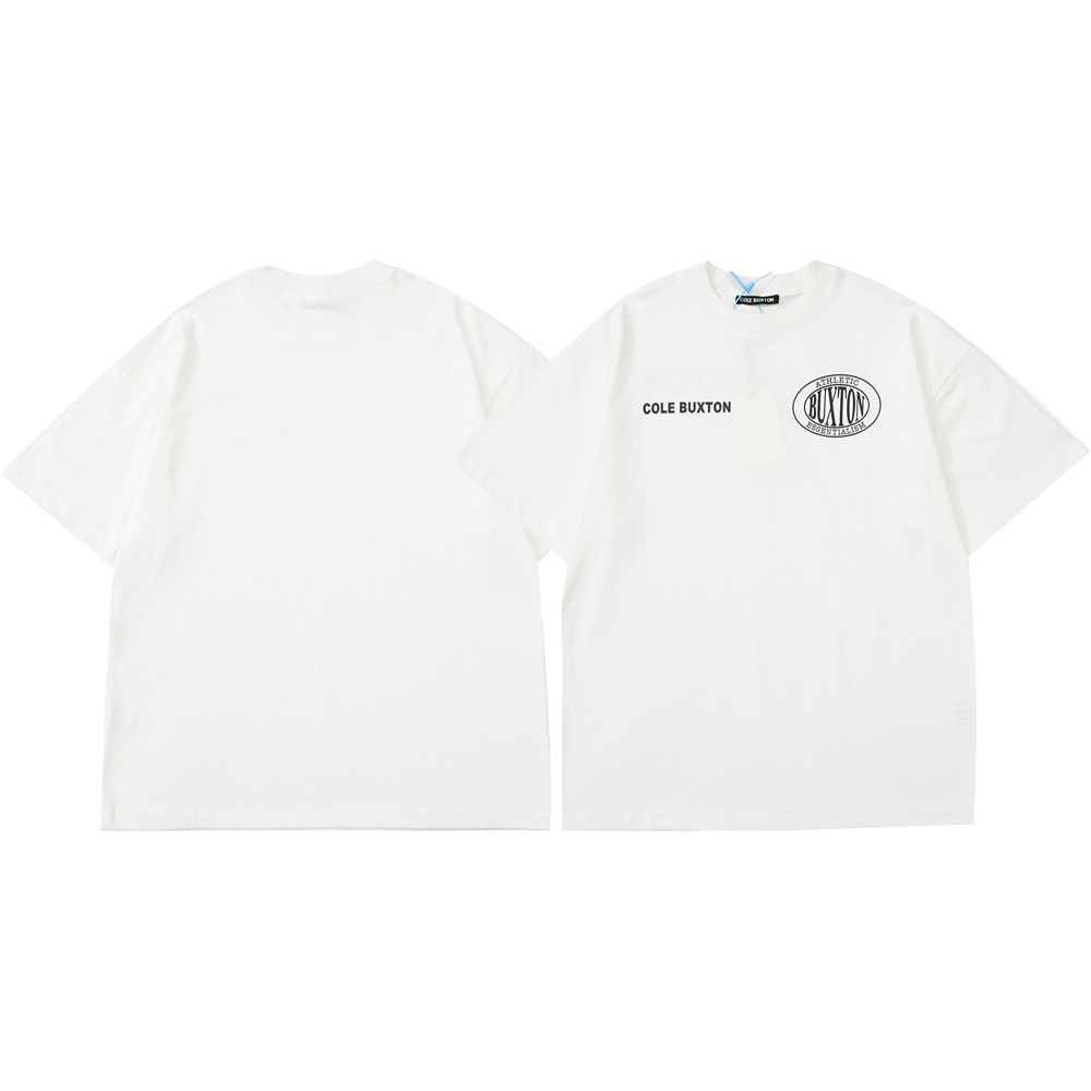 260g de algodón Cole Buxton, eslogan minimalista, parche, bordado, camiseta de manga corta, marca de moda europea y americana