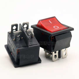 KCD4-201N船型开关红盖 电源翘班开关 4脚2档带灯