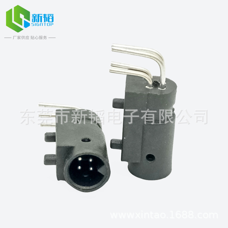 厂家直供车载4P公90度圆形插板连接器/4芯电源连接器