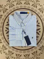 Ralph Lauren Pony Embroidered Lightweight Long Sleeve Striped Polo Shirt for Women, Breathable Sun Protection Cotton Top for Spring and Summer