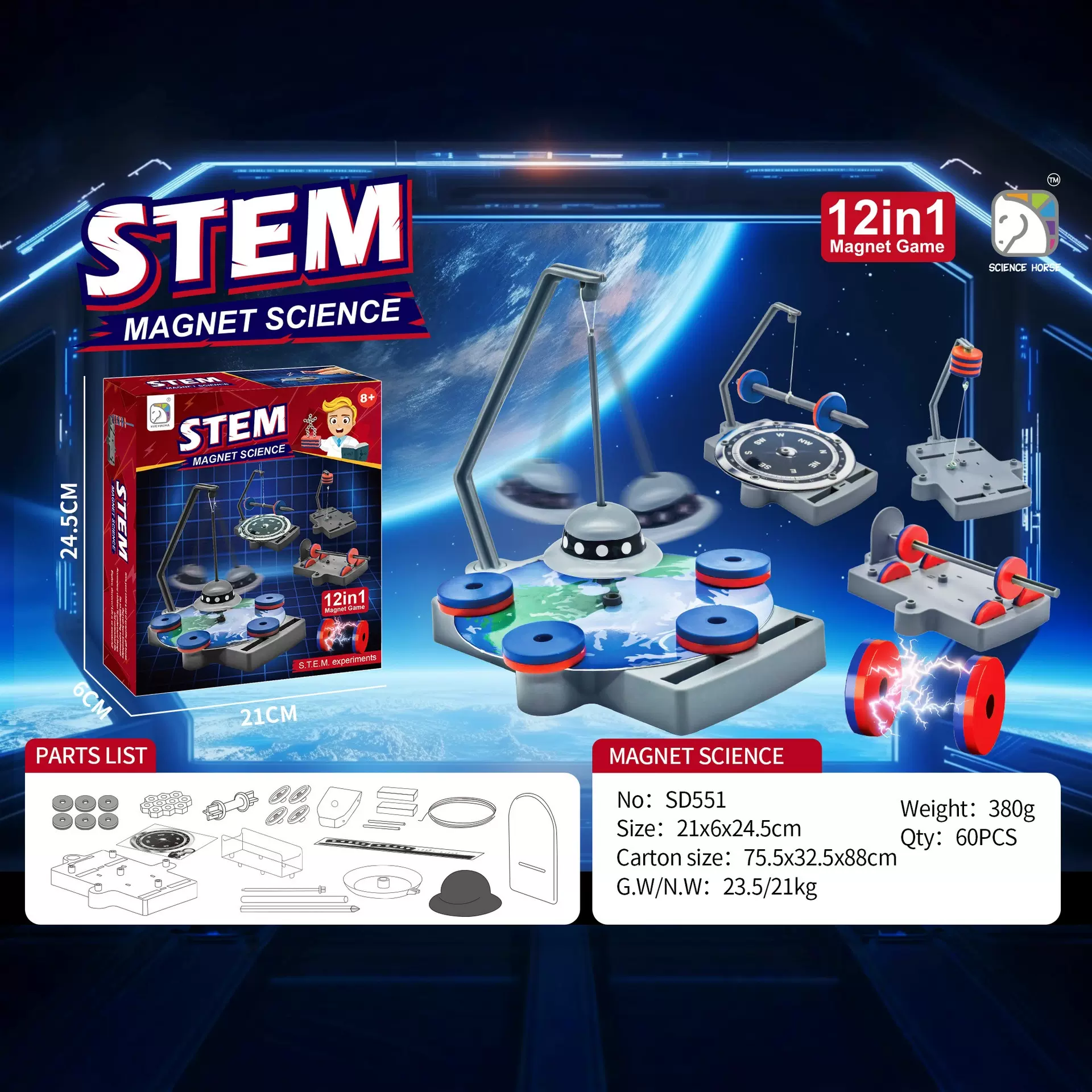 亚马逊跨境儿童物理磁力科学实验玩具昆虫观察显微镜实验积木玩具