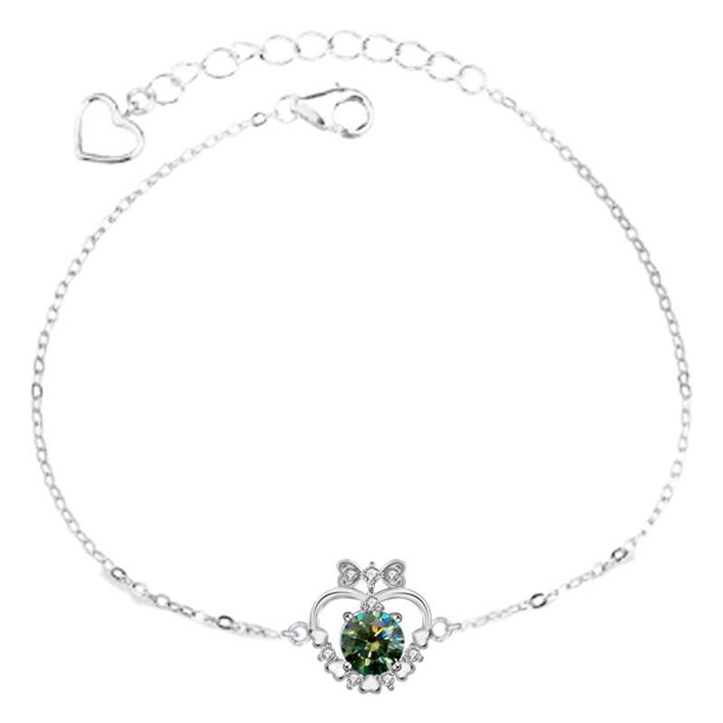 Colorido moissanite pulsera para niñas luz lujo exquisito 925 plata esterlina 50 puntos verde diamante pulsera encantadora soporte vacío