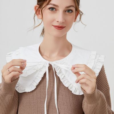 Double-layer doll collar blouse sweater decorative fake collar for women Spring Autumn Palace style shawl dickey collar with ruffles detachable collar