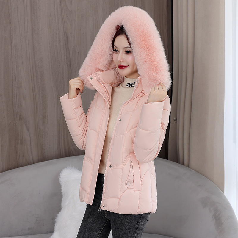 Comercio exterior nueva ropa de algodón de pluma coreana ropa de algodón de mujer gran cuello de cabello delgado chaqueta de algodón pequeña chaqueta de invierno gruesa ropa de mujer