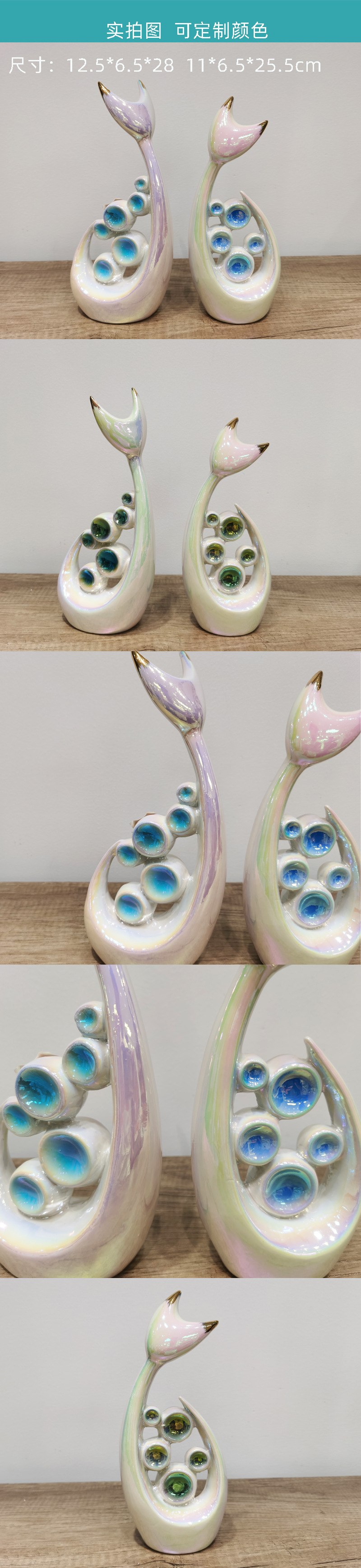 Pair of Cat Ceramic Home Decor Crafts一对可爱猫咪陶瓷摆件