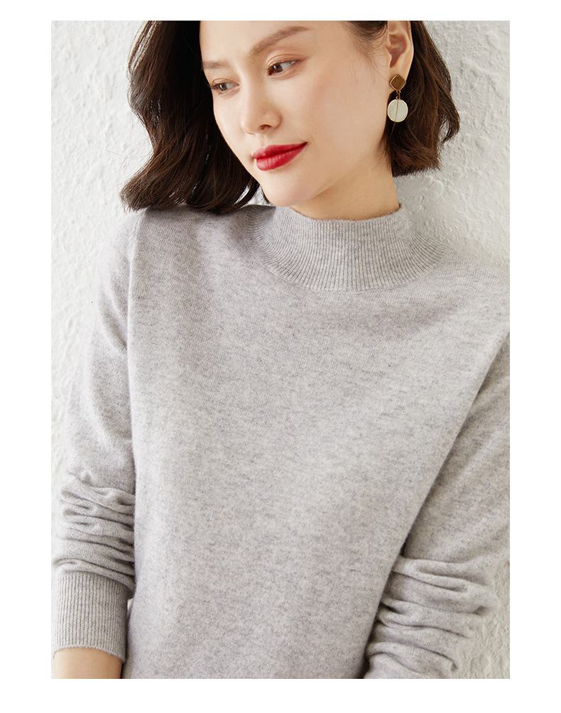 New autumn and winter collection: Semi-high-neck wool sweater, solid color pullover base layer for women, short thickened sweater for women, paired with knitted sweater pic 31